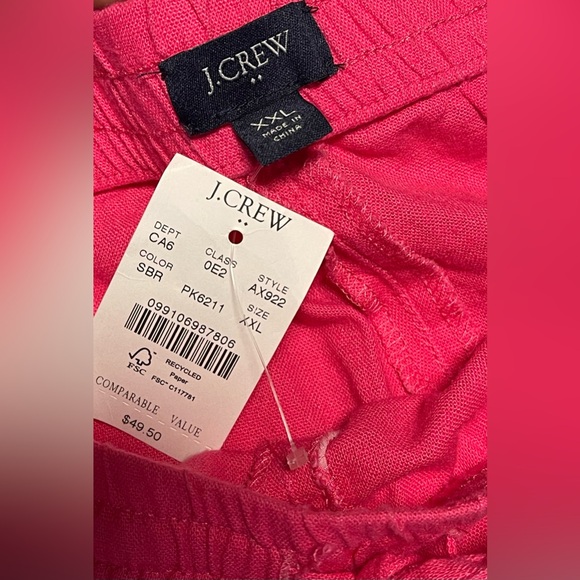 J.CREW LINEN-BLEND SHORT DRAWSTRING WOMEN POCKETS PINK COLOR PLUS SIZE SIZE XXL - Picture 9 of 10